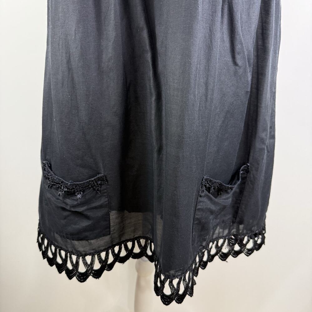 Whimsygoth Black Crochet Lace Bizz Princess Tunic Large Cotton Silk Pockets - Picture 3 of 13